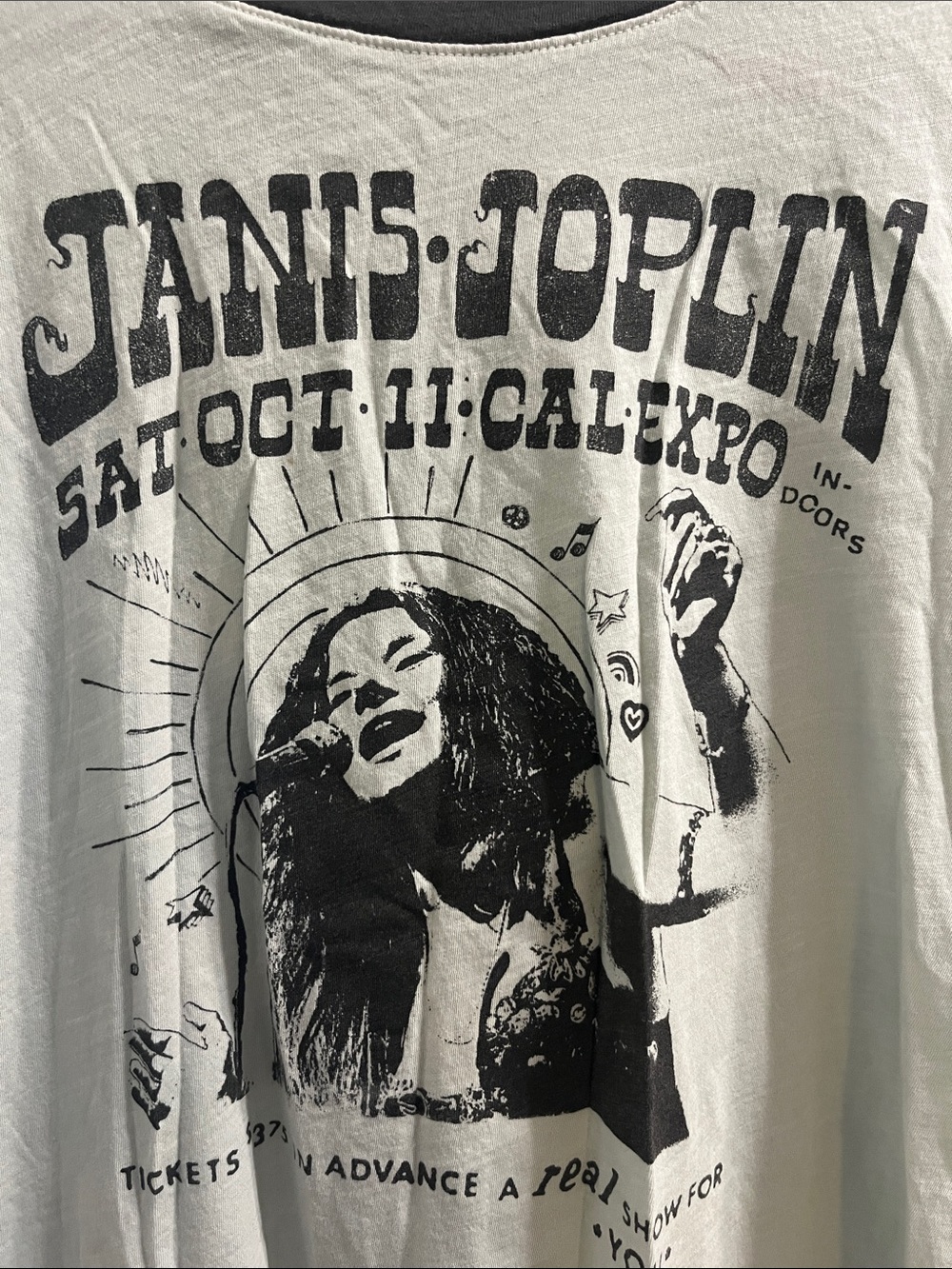 Lucky Brand Mint Green Janis Joplin Graphic Ringer Tee - Picture 2 of 4
